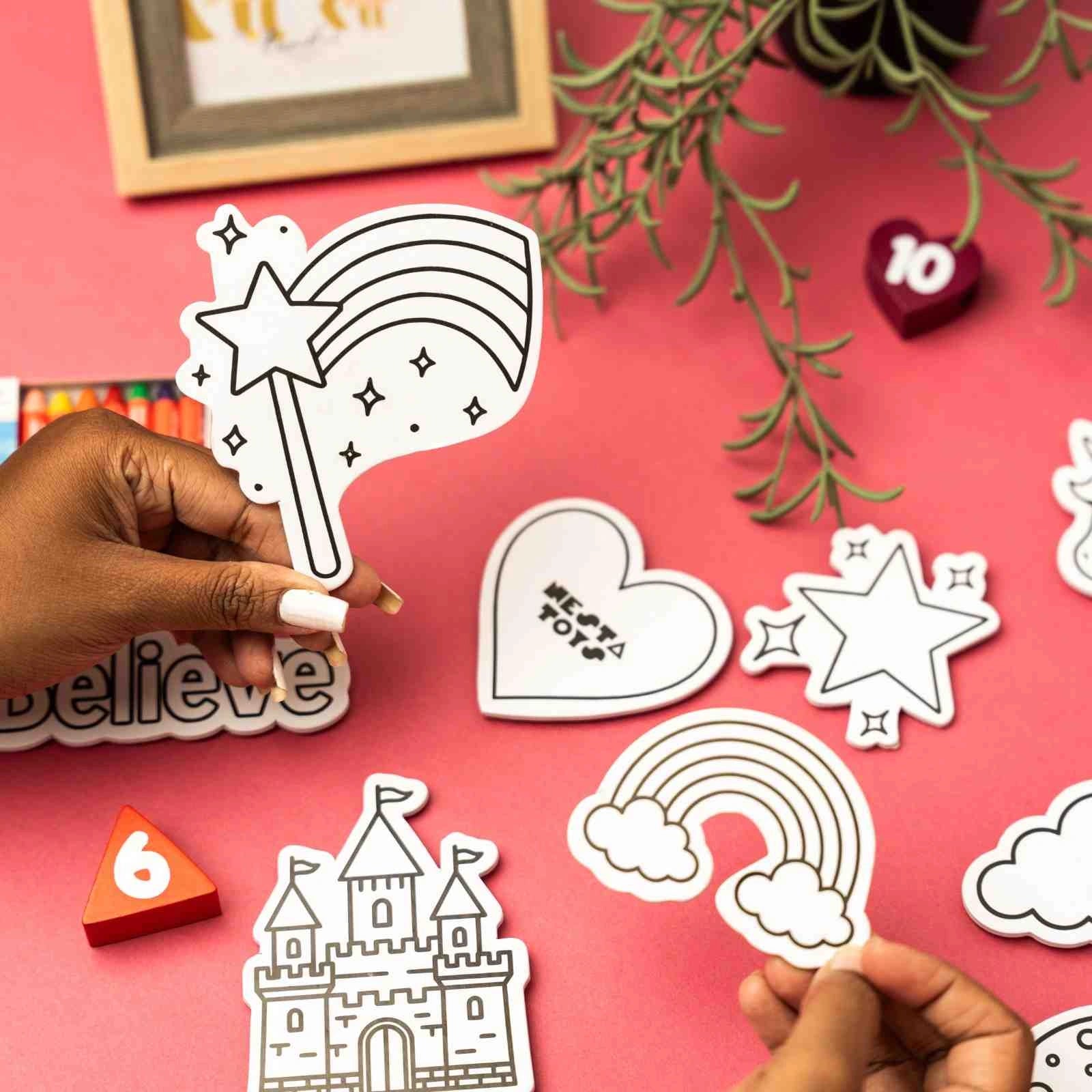 NESTA TOYS - DIY Unicorn Fridge Magnets and Mess-Free Art & Craft Activity for Girls & Boys 