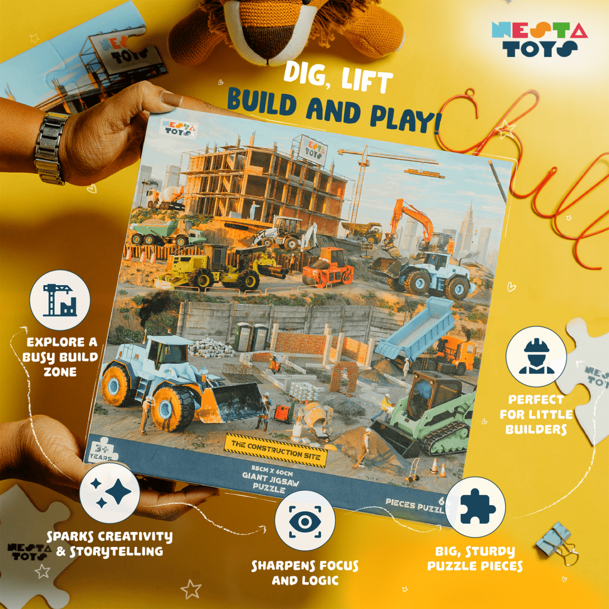 Construction Site Jigsaw Puzzle (64 Pcs) - NESTA TOYS