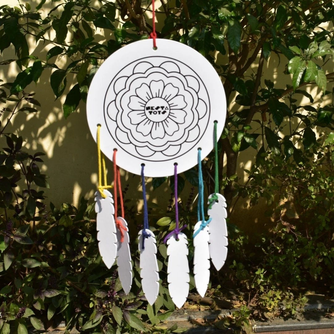 Hands-on mandala art activity with DIY dream catcher kit for children