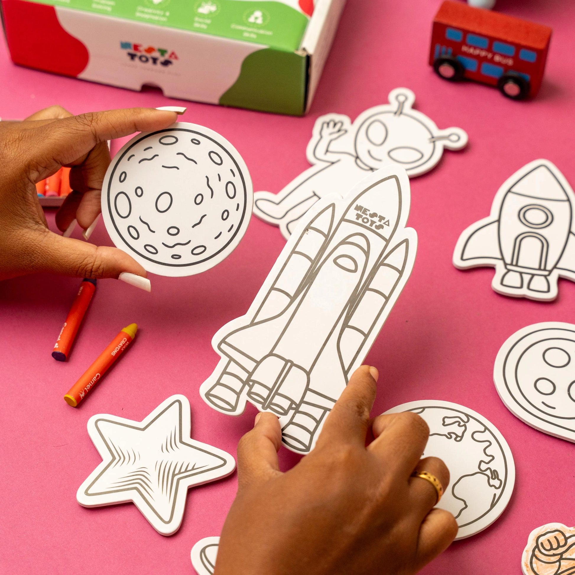 Set of 10 DIY Space magnets for creative learning and play