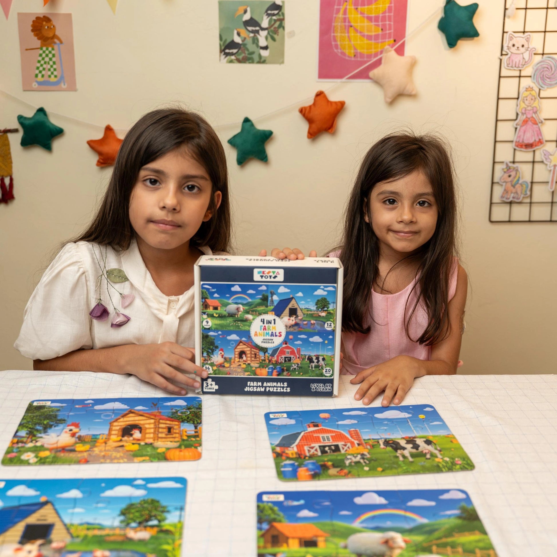 Hands-on STEM activity with Farm Animals puzzle for early learners