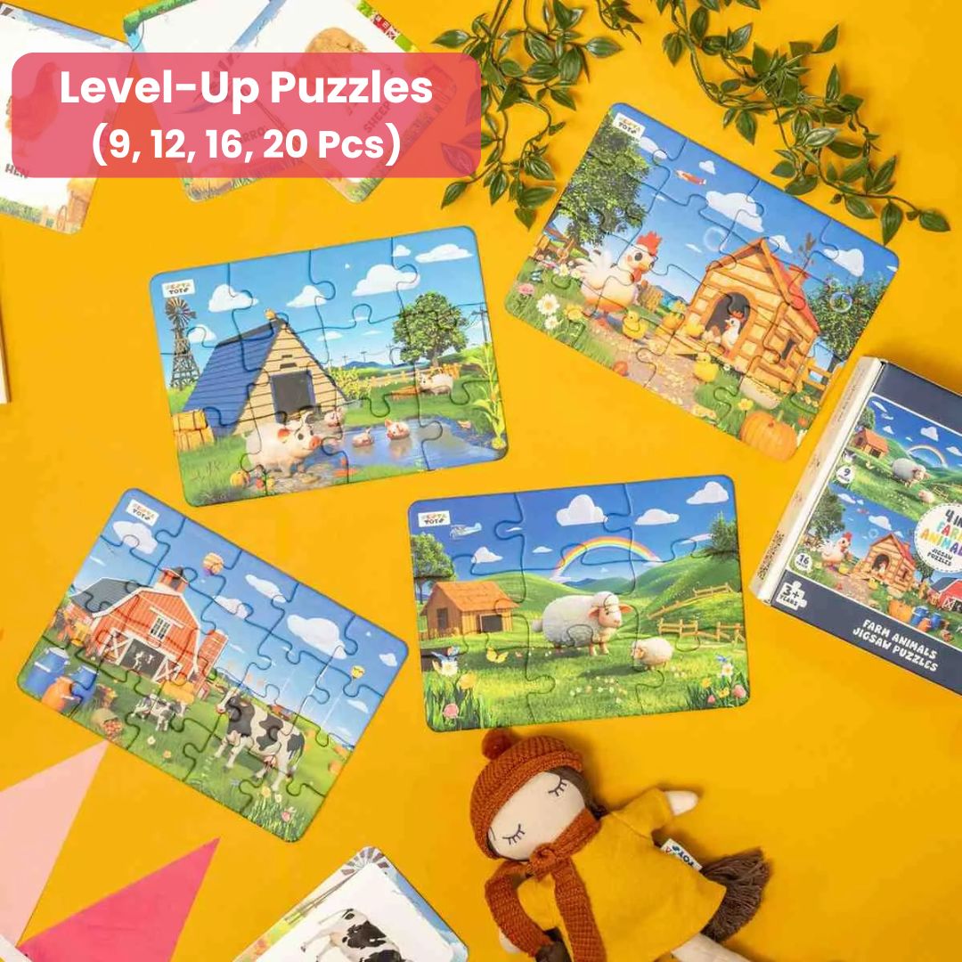 Hands-on STEM activity with Farm Animals puzzle for early learners