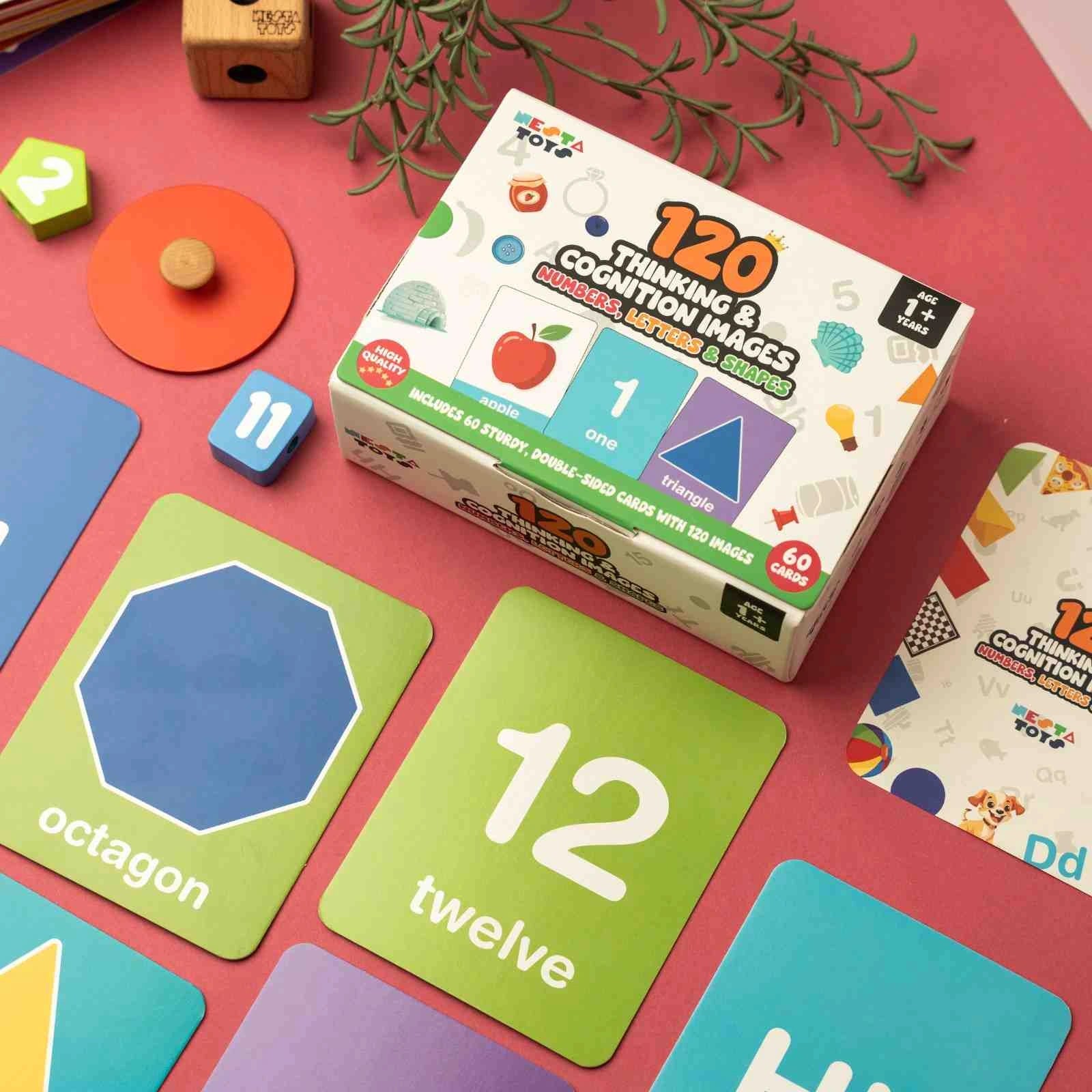 NESTA TOYS thick flash cards for toddlers with numbers letters colors and shapes