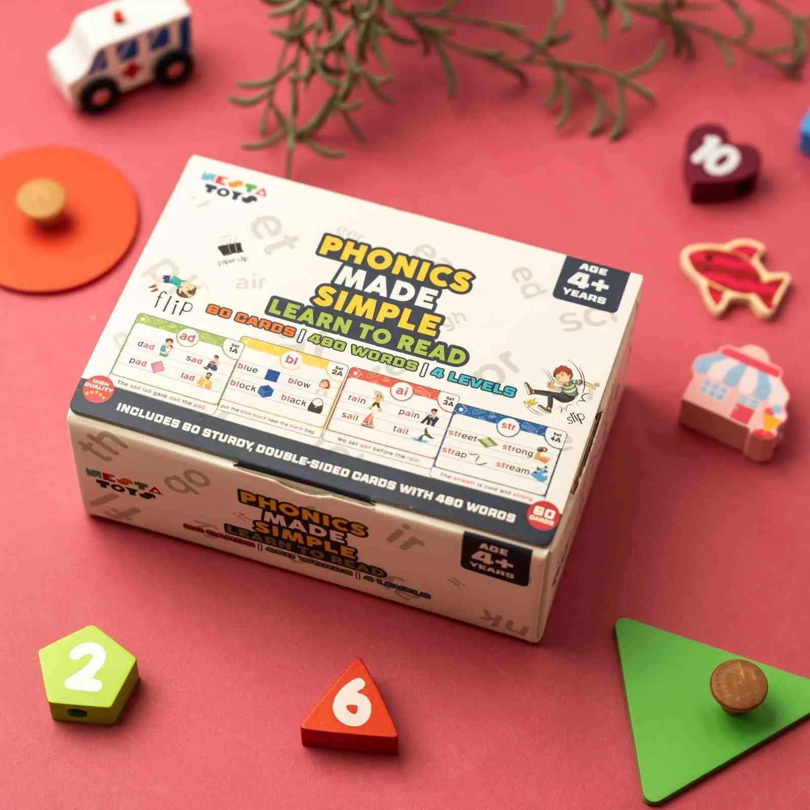 NESTA TOYS phonics flash cards for learning to read with 60 cards and 490 words in 20 stages