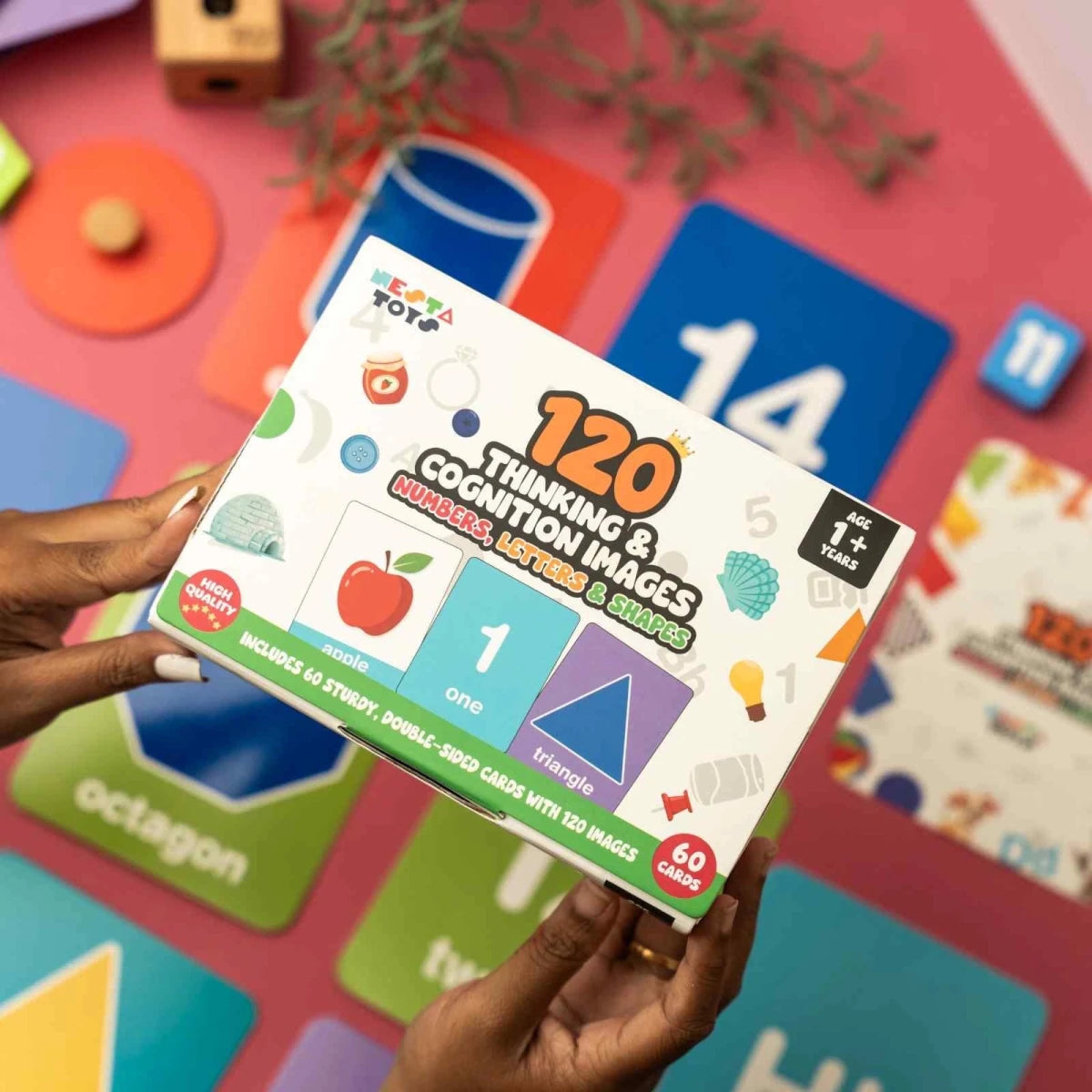 Numbers, Letters, Colors & Shapes (120 Images, 60 Cards) - NESTA TOYS