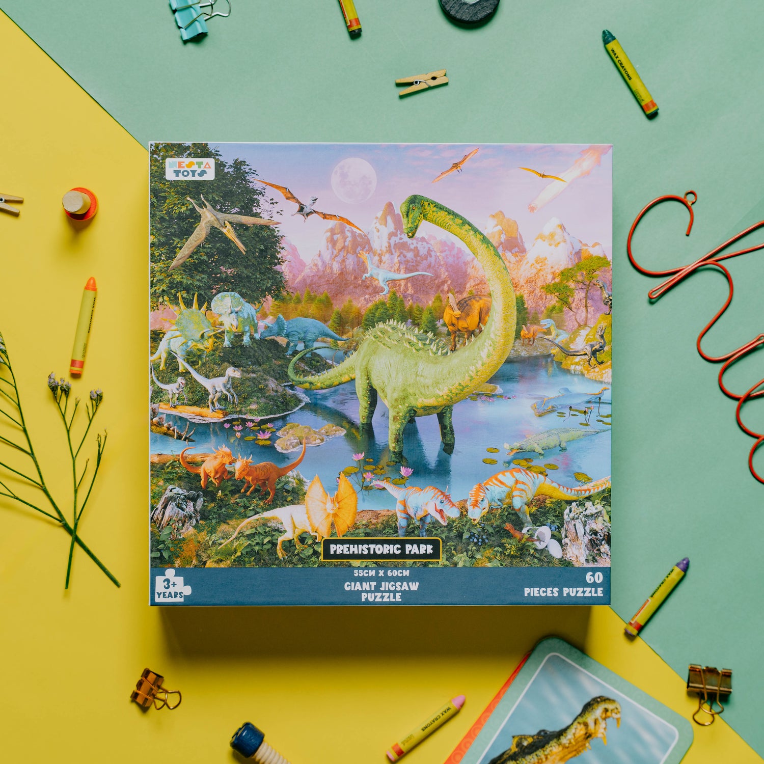 Prehistoric Park Jigsaw Puzzle for Kids (64 Pcs) by NESTA TOYS educational and fun puzzle for boys and girls.