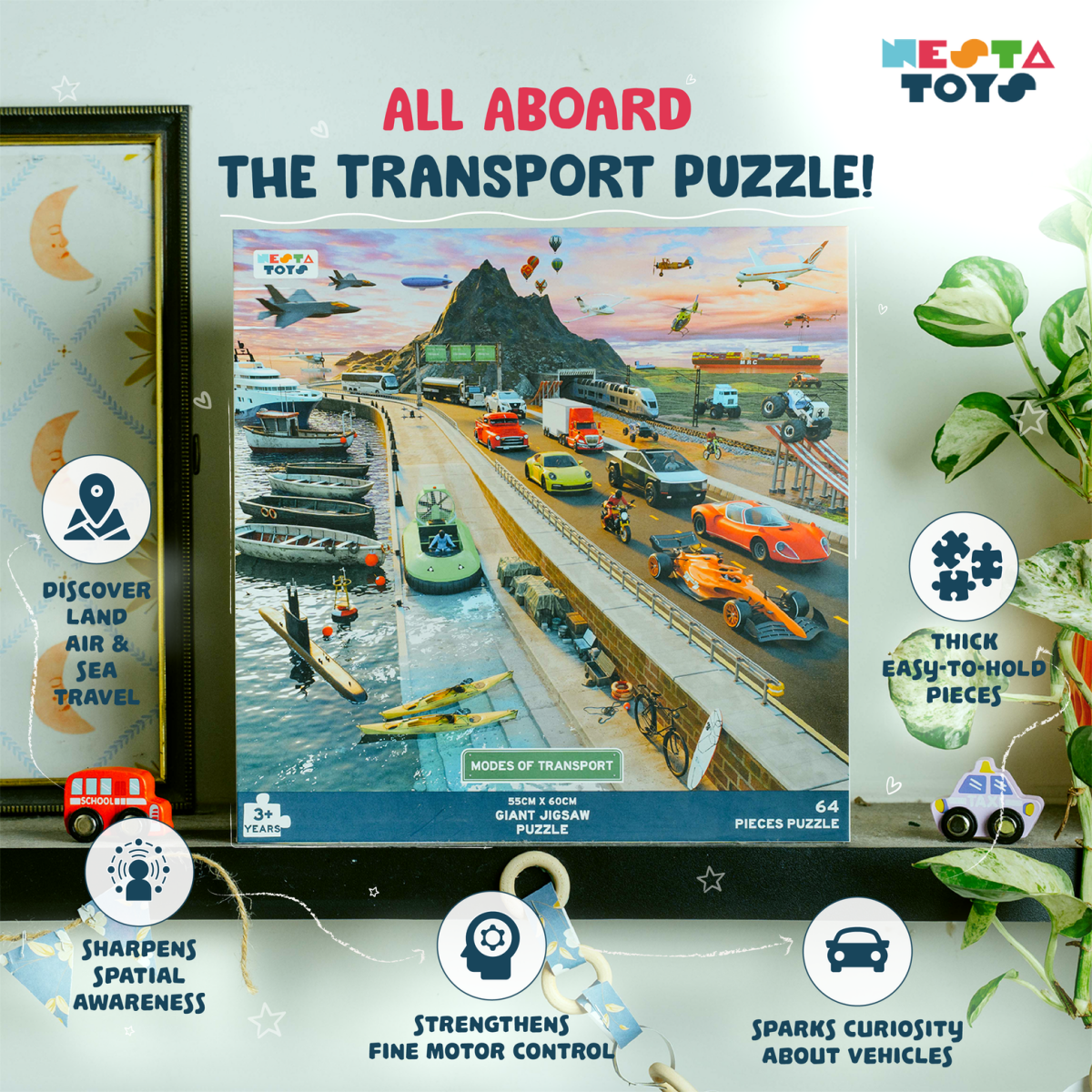 Modes of Transport Jigsaw Puzzle (64 Pcs) - NESTA TOYS