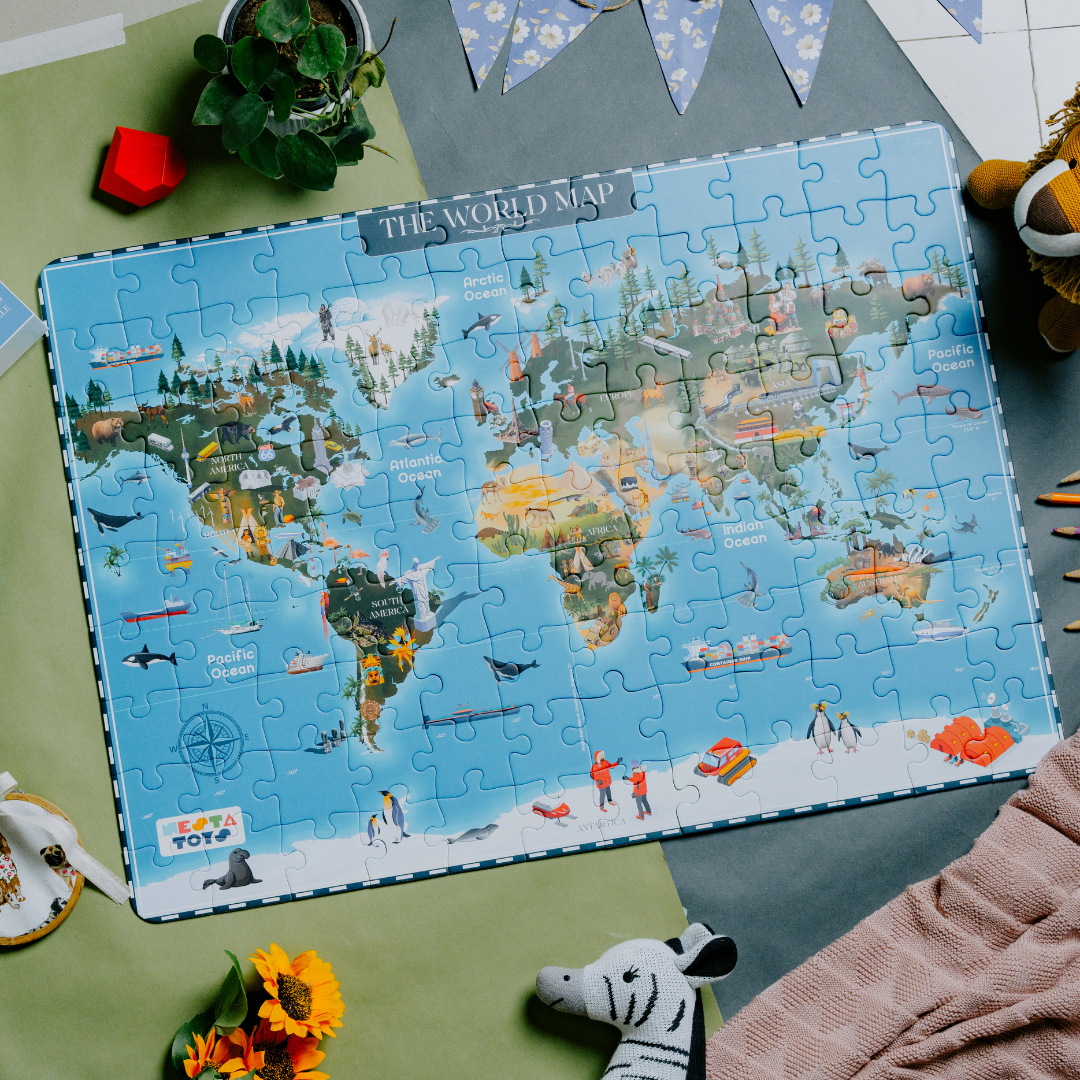 World Map Jigsaw Puzzle (108 Jumbo Pieces) - nestatoys