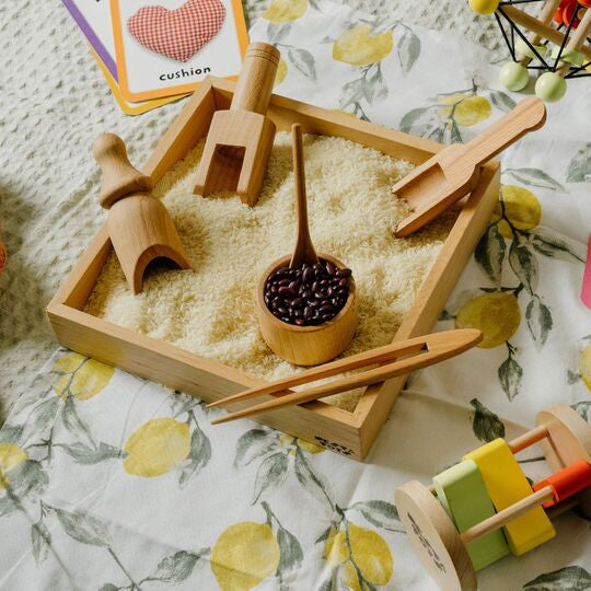 NESTA TOYS Montessori Learning Wooden Sensory Toy Set with Sand Writing Tray for Kids Aged 2 to 6 Years