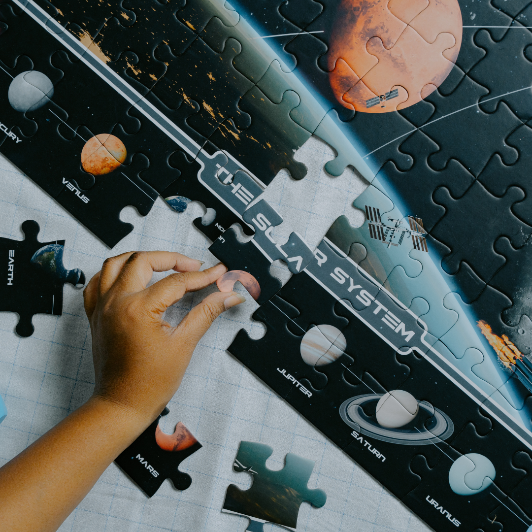 Educational solar system puzzle supporting space and science learning
