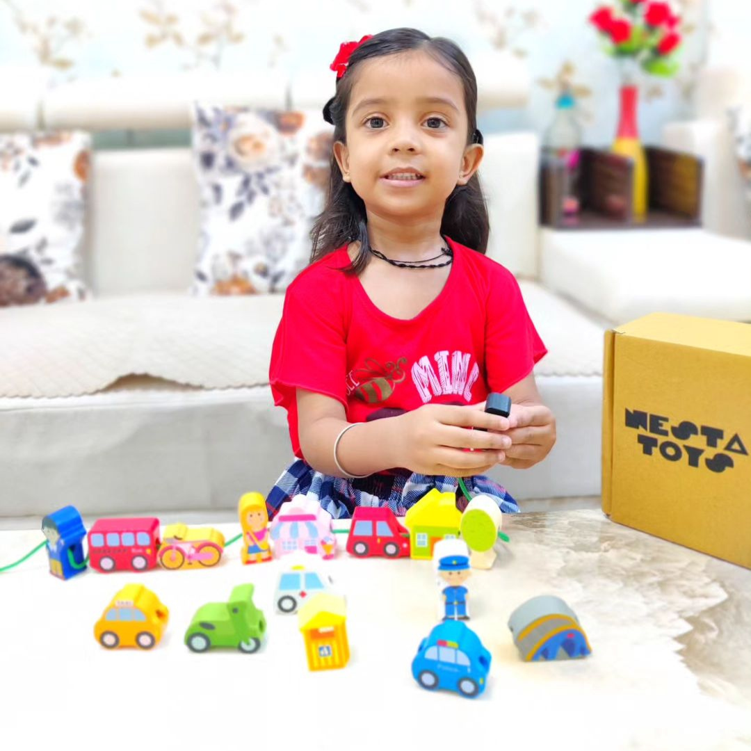 Wooden City Traffic Building Blocks | Lacing Threading Toys – nestatoys