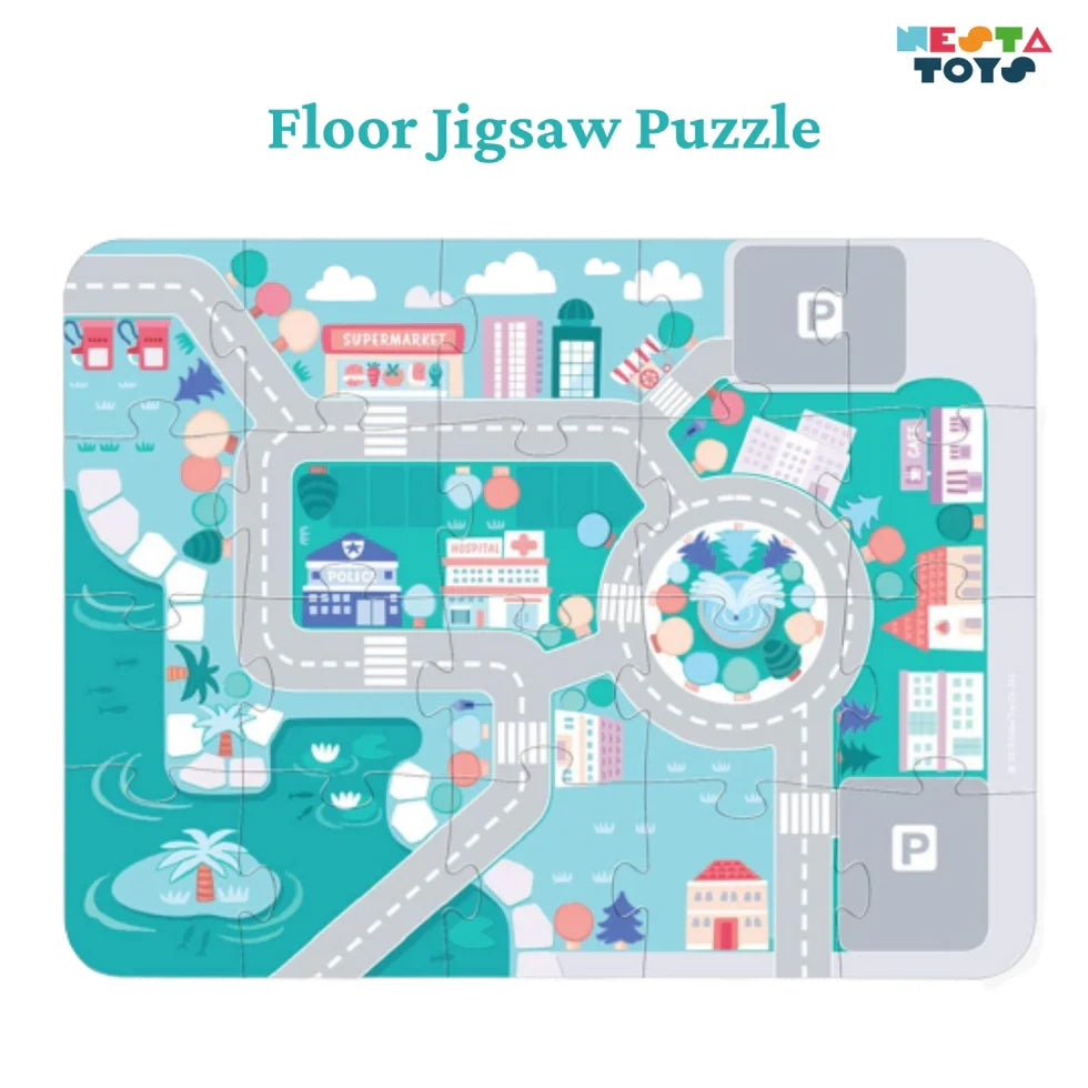 NESTA TOYS - 115 Pieces Wooden City Building Blocks - Stacking Educational Toys 