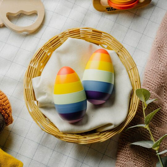 Rainbow Wooden Egg Shaker -Set of 2 (0+ Years)