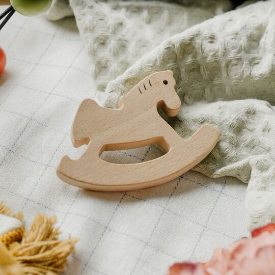 NESTA TOYS Wooden Rocking Horse Teether – Beech Wood Toy for Newborns (0–1.5 Years)