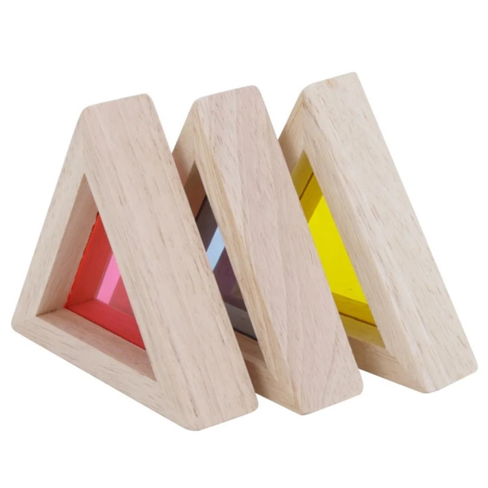 Wooden acrylic rainbow building blocks toy for kids learning colors and shapes