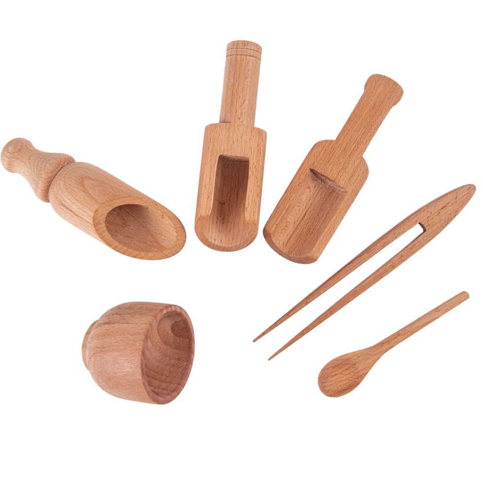 Wooden Sensory Bin Tools for Kids (6 Pcs) - nestatoys