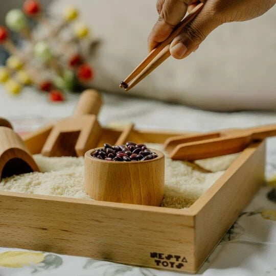 NESTA TOYS Montessori Learning Wooden Sensory Toy Set with Sand Writing Tray for Kids Aged 2 to 6 Years