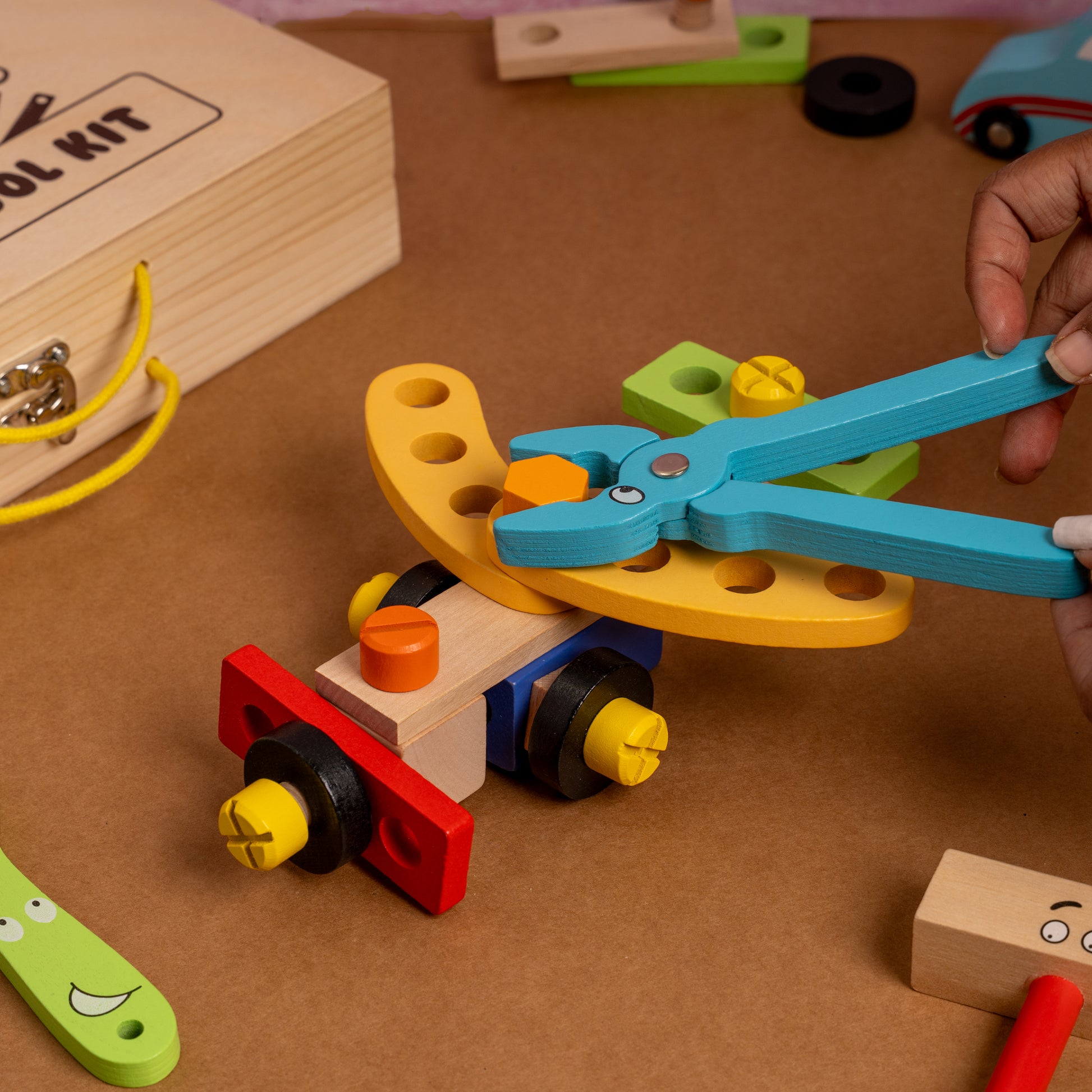 Pretend play portable construction tools set for boys and girls ages 3 to 6