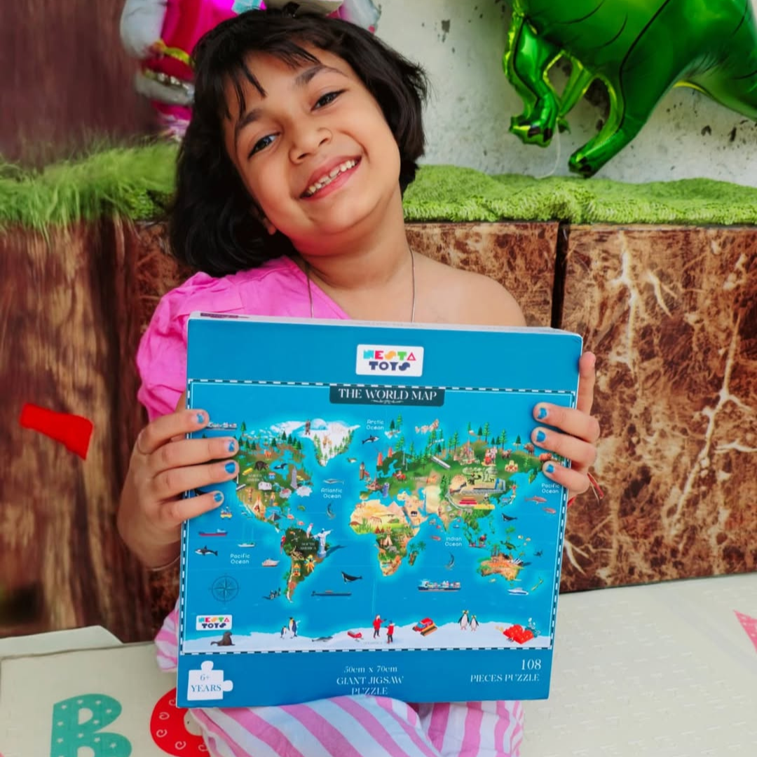 World Map Jigsaw Puzzle (108 Jumbo Pieces) - nestatoys