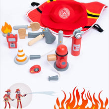 Load image into Gallery viewer, Pretend Play, role play, wooden toys, firefighter, costume for kids,  firefighter toy, firetruck toy, wooden toy for kids, India, buy wooden toys
