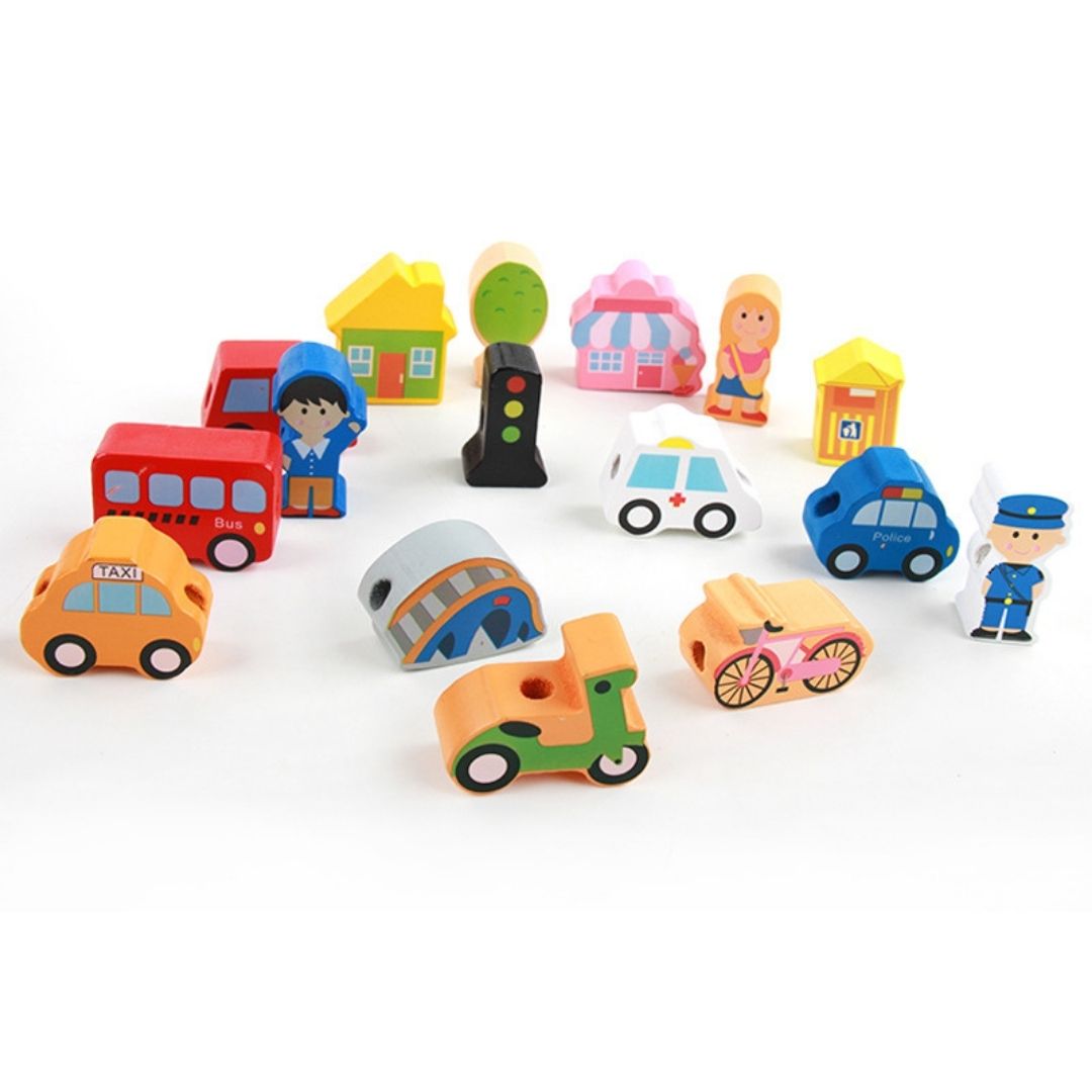 Nesta Toys,  City Traffic Beaded Building Block , Building Blocks, wooden Puzzles,