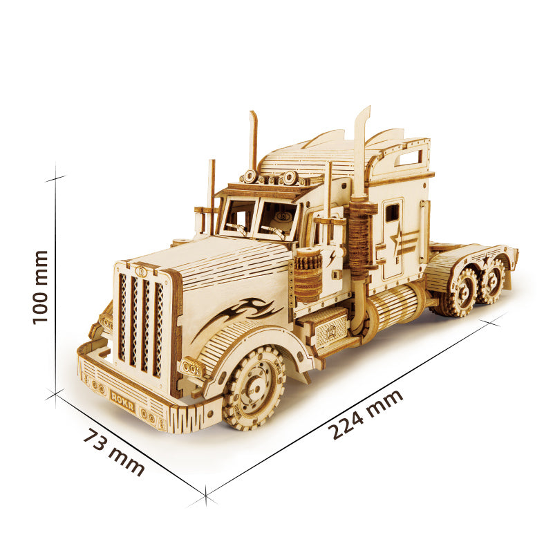 3D Wooden Puzzle for Adults Vehicle Building Kits to Build Brain Teaser Toys for Kids Wooden Craft Kits Model Heavy Truck