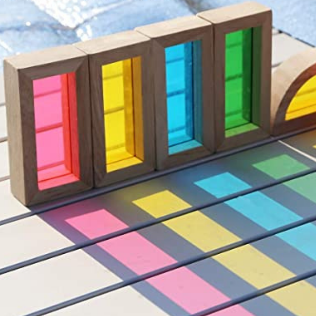 Nesta Toys Wooden Rainbow Blocks | Acrylic Multicolor Geometrical Blocks Set for Kids,  Nesta Toys - Buy wooden toys in India, sensory toys, buy toys online, sensory tools for kids