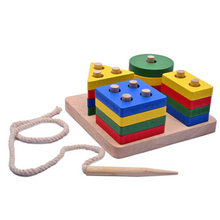 Load image into Gallery viewer, Shape Sorter Toy, Lacing toy, educational toys, wooden puzzle, learning toys, math toys, shape toys, threading toys, Montessori toys, nesta toys, gift for boys, gift for girls
