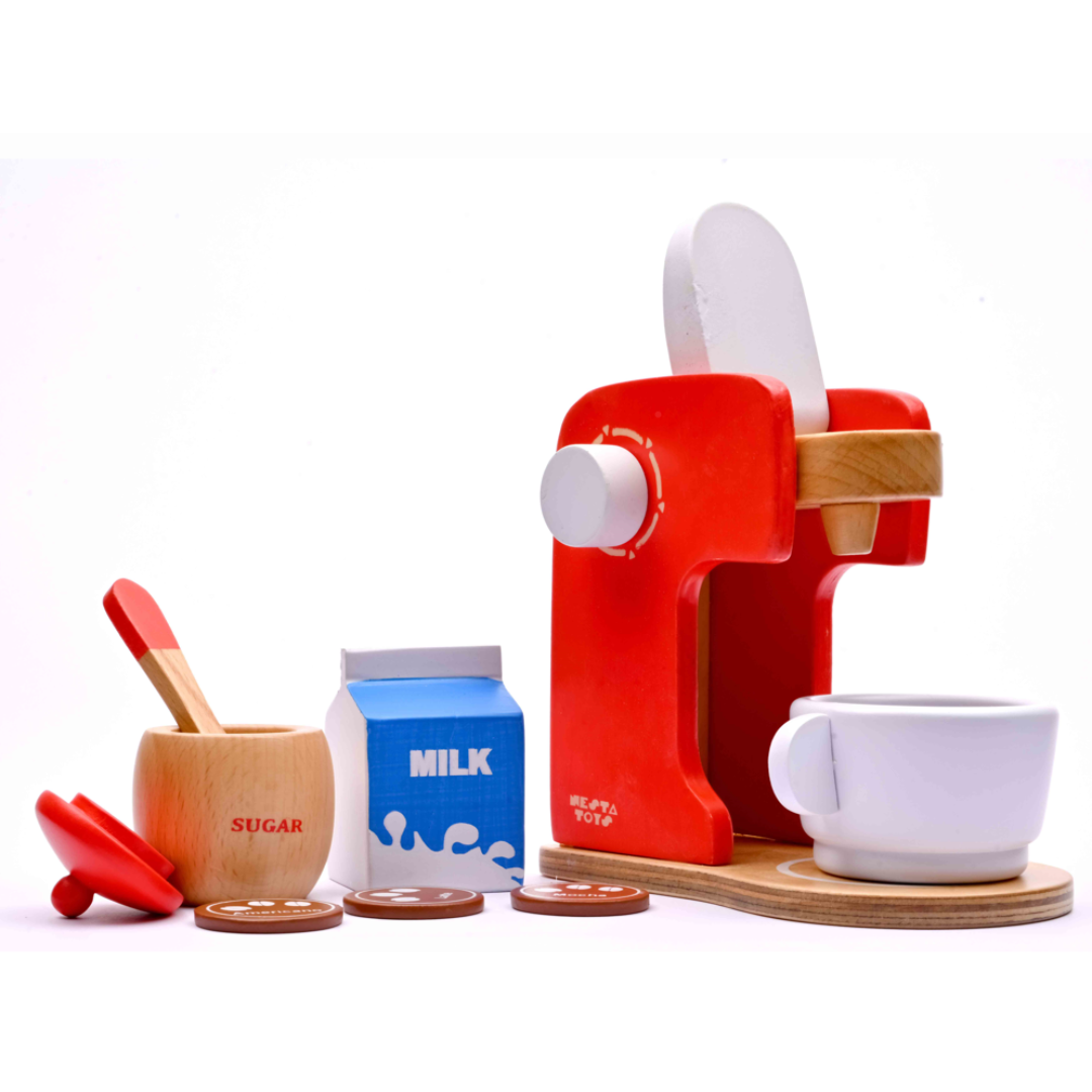 Wooden Coffee Maker Toy, Pretend Play, Kitchen Toys, role play toys, buy toys online, made in india toys, nesta toys, toys for kids, gifts for kids,  toys girls, toys boys, kitchen set toy, cooking toy, play fruits, play vegetables, play food