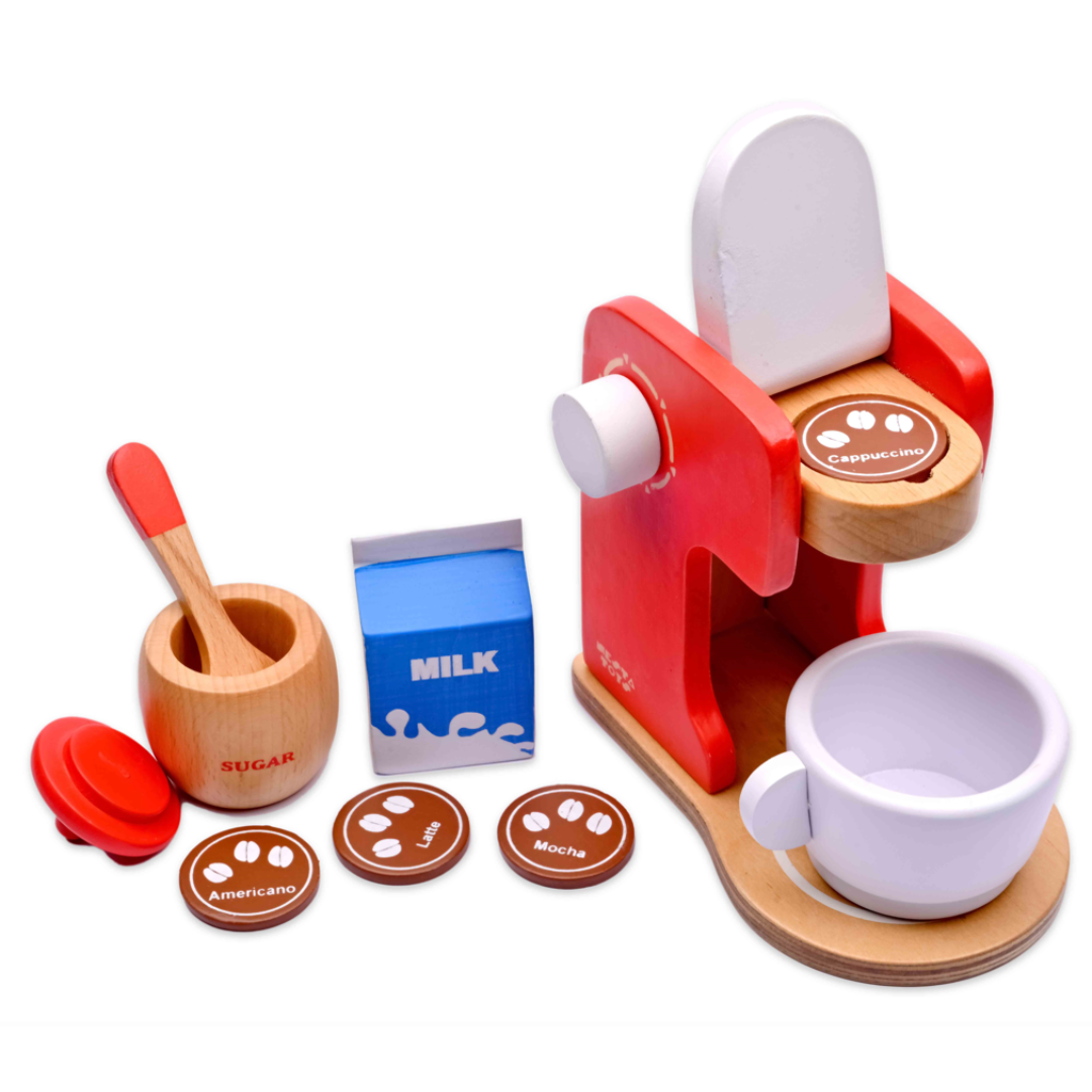 Wooden Coffee Maker Toy, Pretend Play, Kitchen Toys, role play toys, buy toys online, made in india toys, nesta toys, toys for kids, gifts for kids,  toys girls, toys boys, kitchen set toy, cooking toy, play fruits, play vegetables, play food