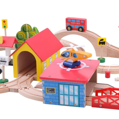 Nesta Toys 69 Pieces Beech Wood Train Track Set, buy wooden role play toys in India, buy Montessori toys online, wooden toy store 