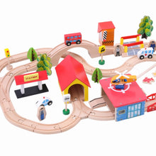 Load image into Gallery viewer, Nesta Toys 69 Pieces Beech Wood Train Track Set, buy wooden role play toys in India, buy Montessori toys online, wooden toy store 

