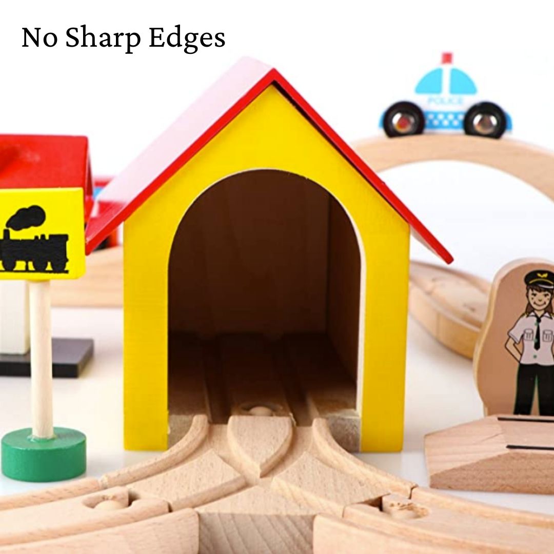 Nesta Toys 69 Pieces Beech Wood Train Track Set, buy wooden role play toys in India, buy Montessori toys online, wooden toy store 